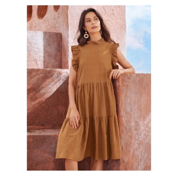 Rust Smock Dress. - Picture 2 of 5